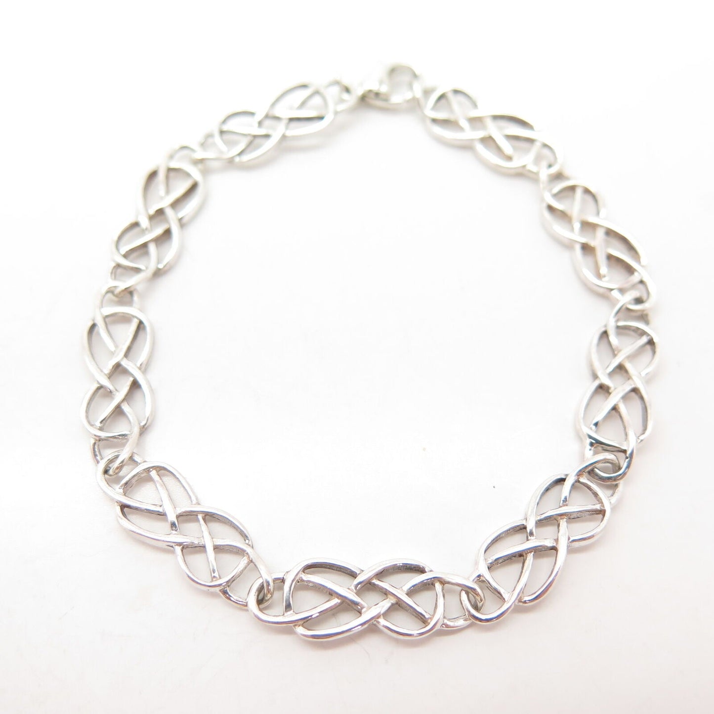 925 Sterling Silver Vintage Infinity Link Bracelet 7.25"