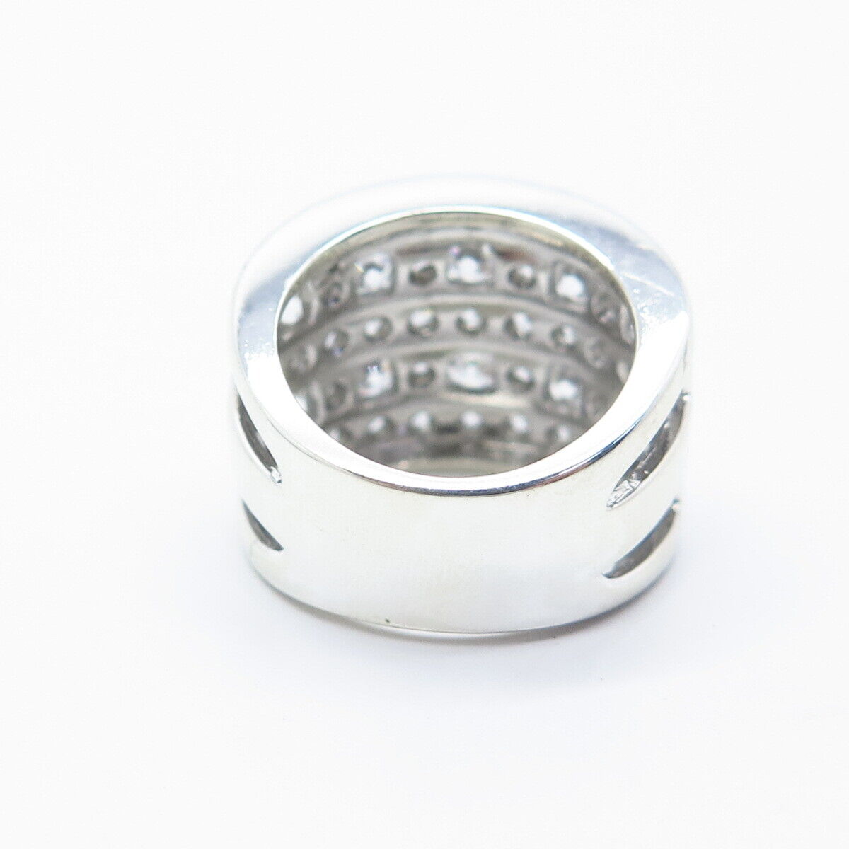 925 Sterling Silver Pave C Z Wide Ring Size 5.25