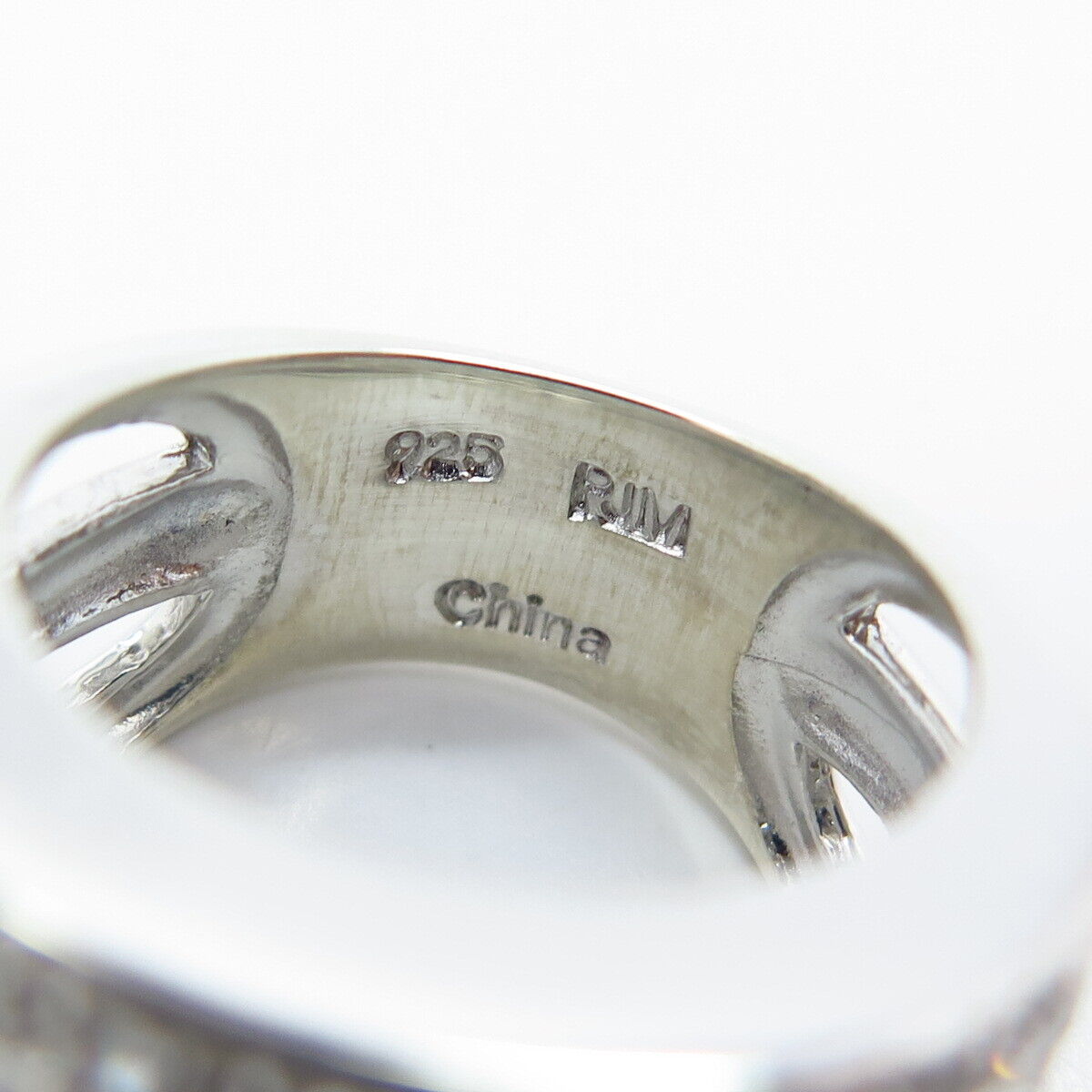 925 Sterling Silver Pave C Z Wide Ring Size 5.25