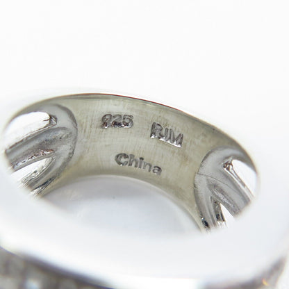 925 Sterling Silver Pave C Z Wide Ring Size 5.25