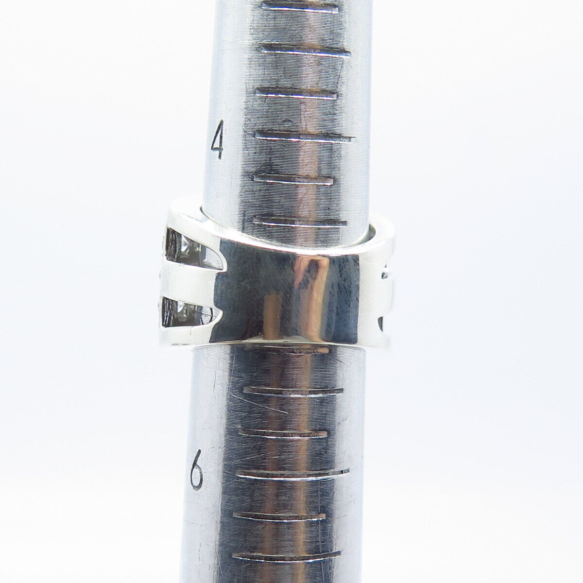 925 Sterling Silver Pave C Z Wide Ring Size 5.25