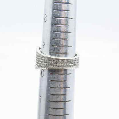 925 Sterling Silver Pave C Z Wide Ring Size 10