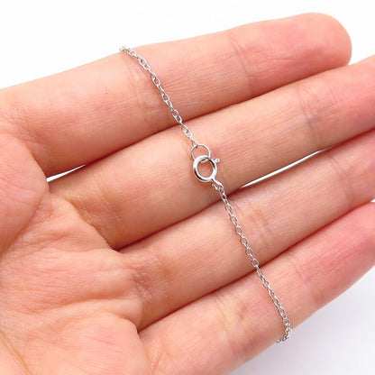 925 Sterling Silver C Z Open Heart Rolo Chain Necklace 18"