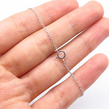 925 Sterling Silver Round-Cut C Z Rolo Chain Necklace 18"