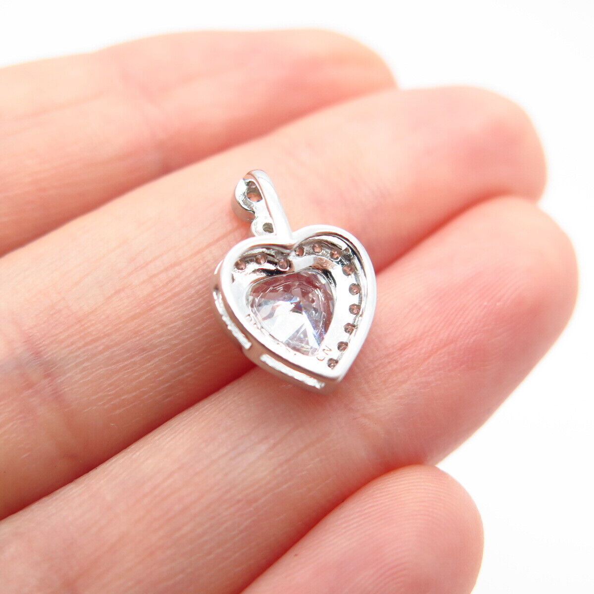 925 Sterling Silver Heart-Cut C Z Slide Pendant