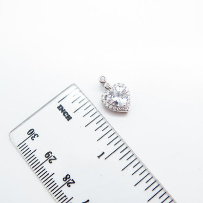 925 Sterling Silver Heart-Cut C Z Slide Pendant