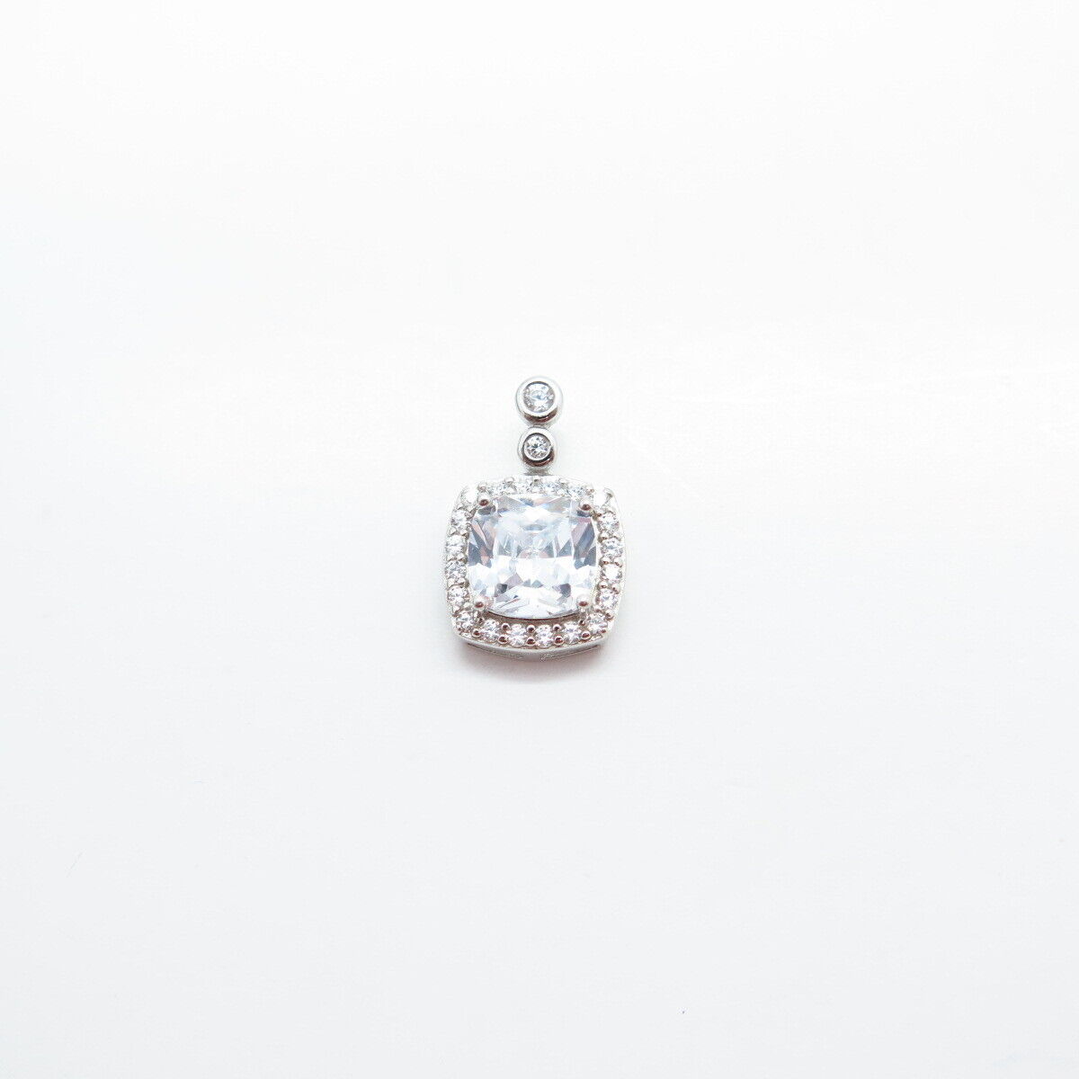 925 Sterling Silver White & Blue Topaz-Tone C Z Pendant