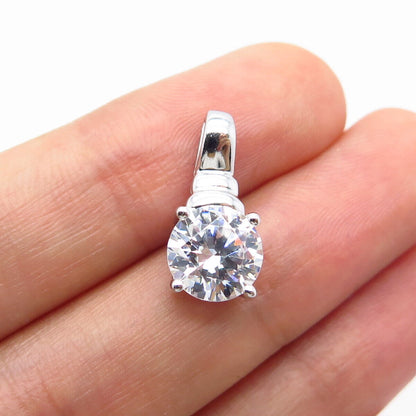 925 Sterling Silver C Z Round Charm Pendant