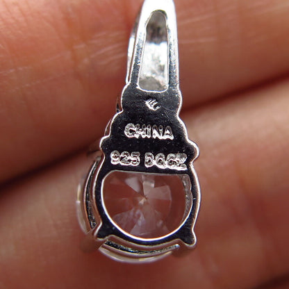 925 Sterling Silver C Z Round Charm Pendant