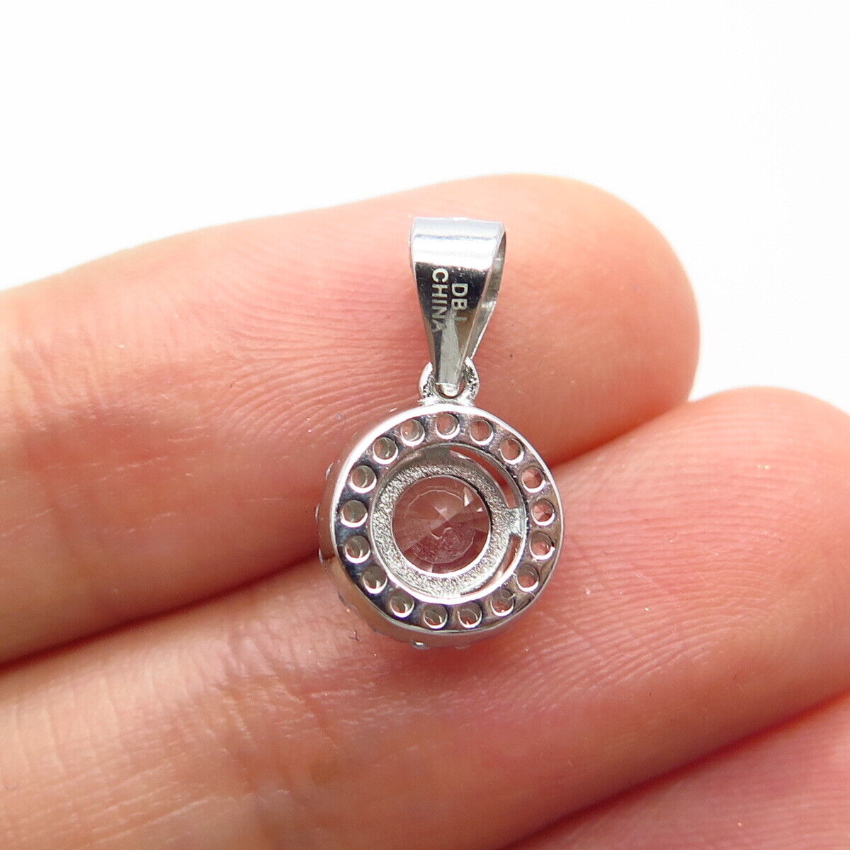 925 Sterling Silver C Z Round Charm Pendant