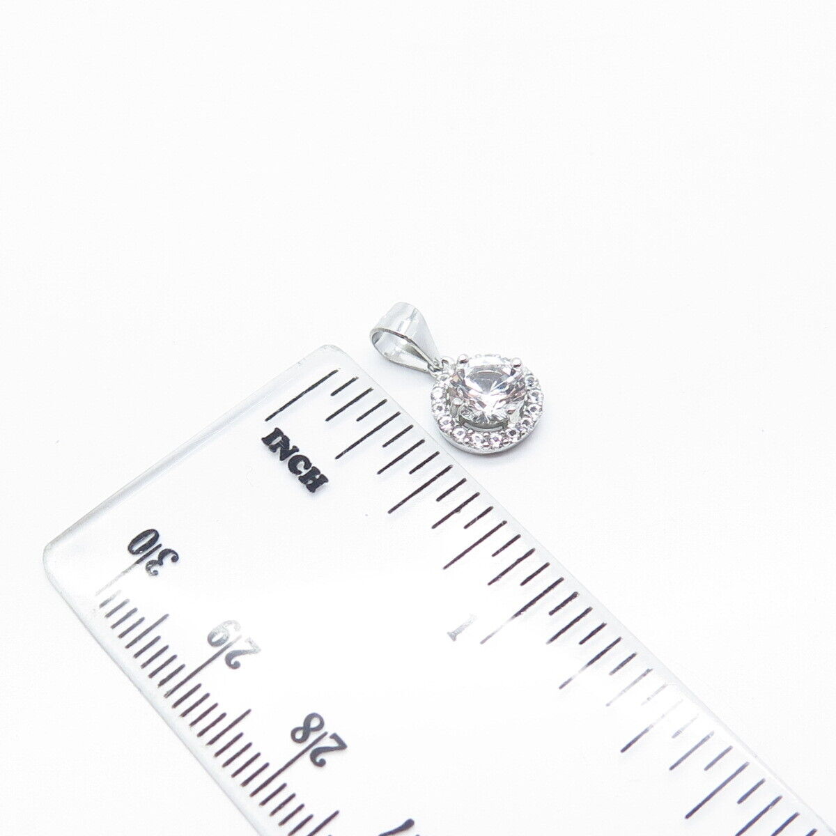 925 Sterling Silver C Z Round Charm Pendant