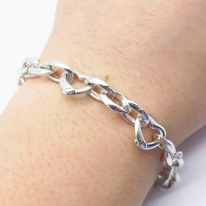 925 Sterling Silver Heart Oval Link Bracelet 7.5"