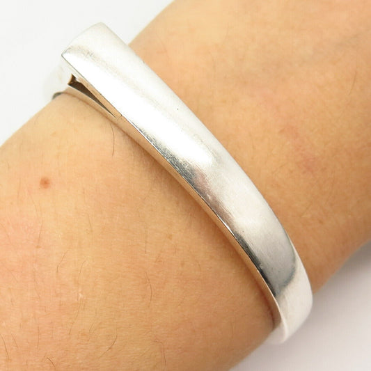 925 Sterling Silver Modernist Design Hinged Bangle Bracelet 7"