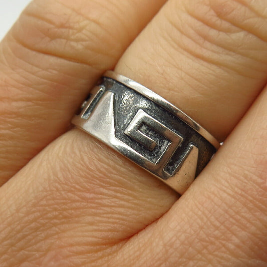 925 Sterling Silver Tribal Design Band Ring Size 5.5