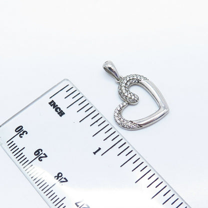 925 Sterling Silver Pave C Z Open Heart Pendant