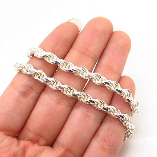 925 Sterling Silver Italy Twisted Rope Chain Necklace 20”