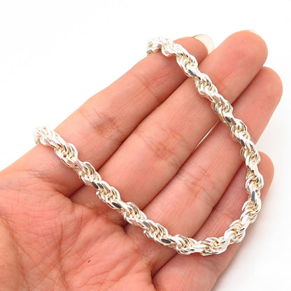 925 Sterling Silver Italy Twisted Rope Chain Necklace 20”