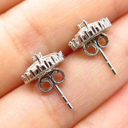 925 Sterling Silver C Z Symbol of Peace Stud Earrings