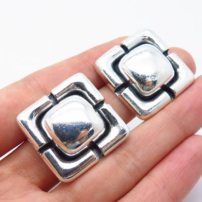 925 Sterling Silver Vintage Zina Square Clip-On Earrings