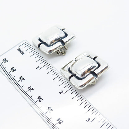 925 Sterling Silver Vintage Zina Square Clip-On Earrings