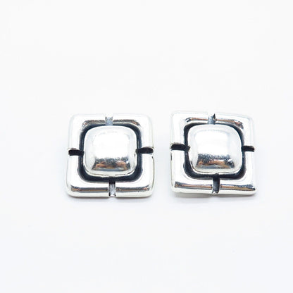 925 Sterling Silver Vintage Zina Square Clip-On Earrings