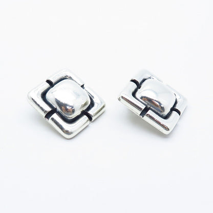 925 Sterling Silver Vintage Zina Square Clip-On Earrings