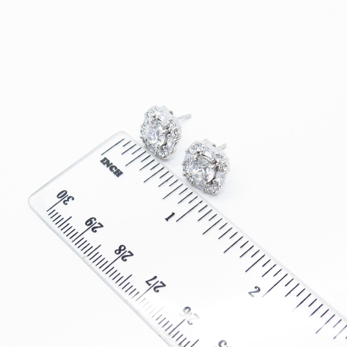 925 Sterling Silver Round-Cut C Z Stud Earrings