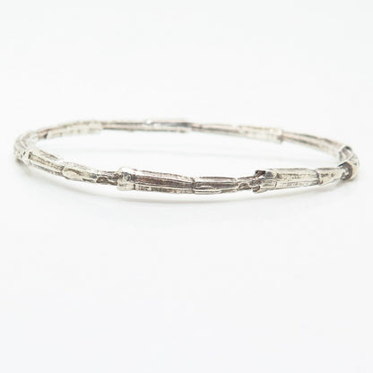 925 Sterling Silver Textured Design Bangle Bracelet 7.5"