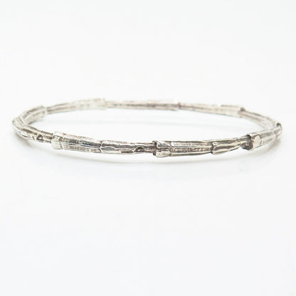 925 Sterling Silver Textured Design Bangle Bracelet 7.5"