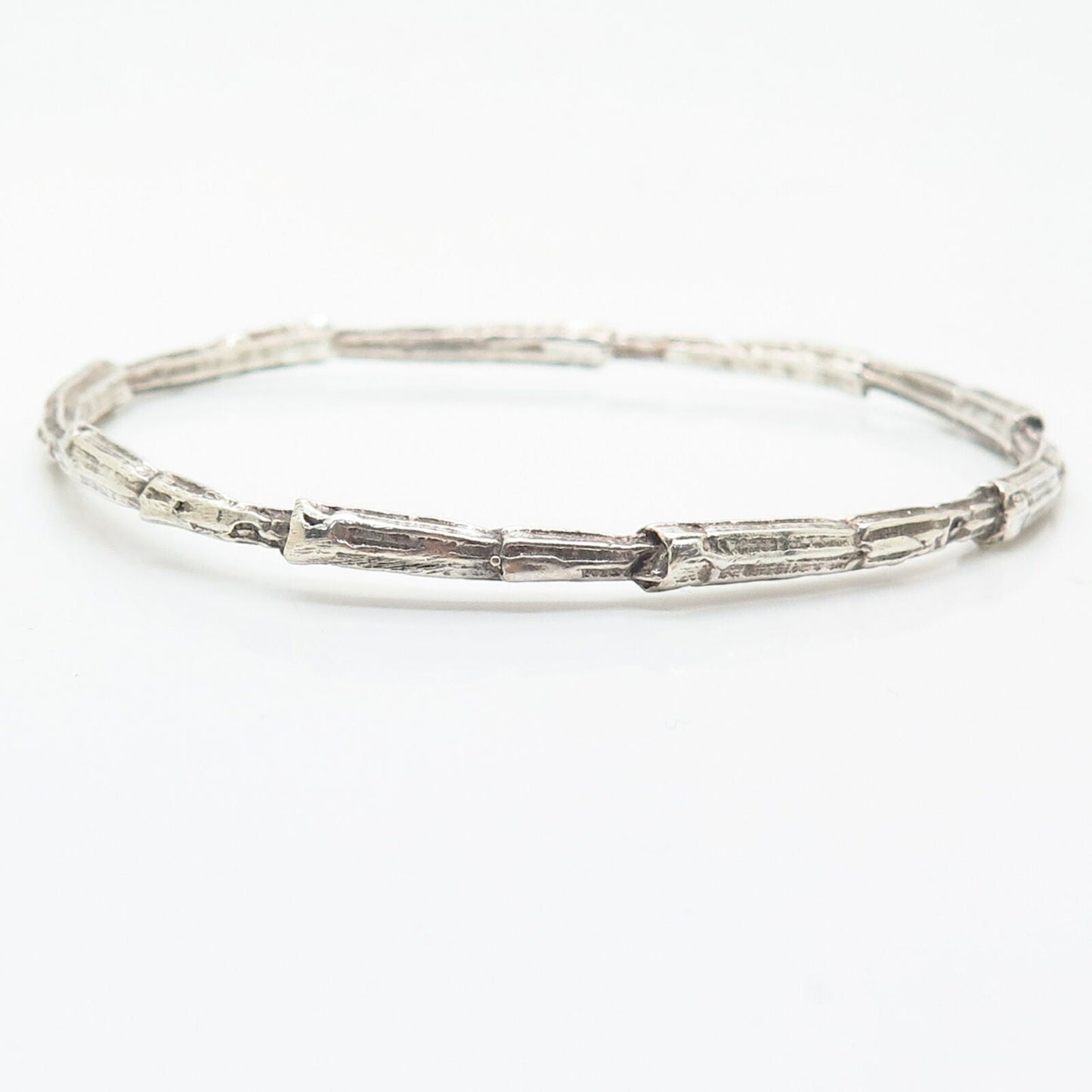 925 Sterling Silver Textured Design Bangle Bracelet 7.5"