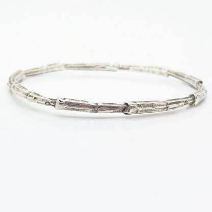 925 Sterling Silver Textured Design Bangle Bracelet 7.5"