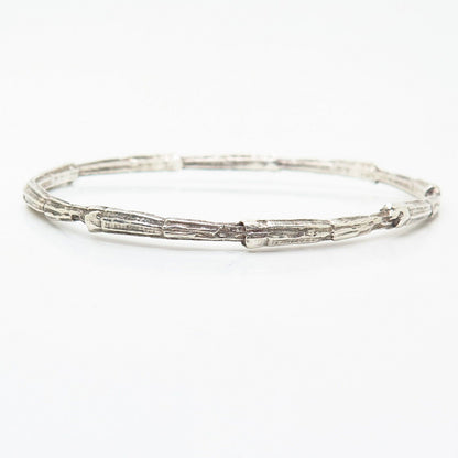 925 Sterling Silver Textured Design Bangle Bracelet 7.5"