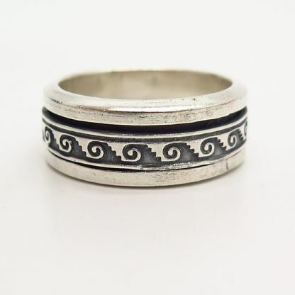 925 Sterling Silver Ornate Rotating Band Men's Ring Size 12.5