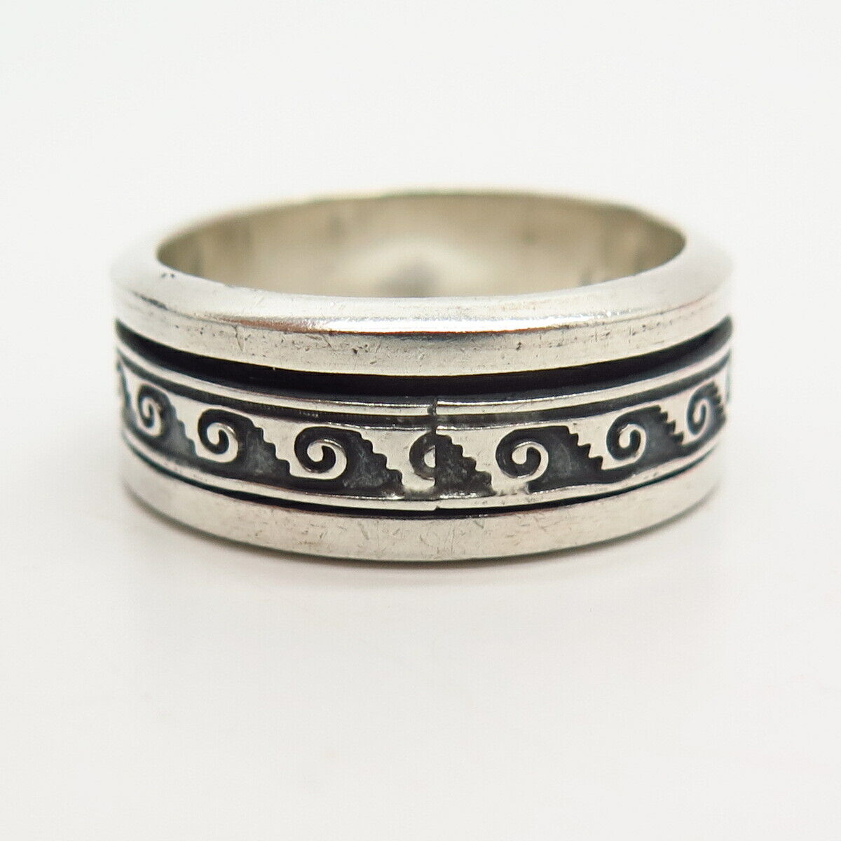 925 Sterling Silver Ornate Rotating Band Men's Ring Size 12.5