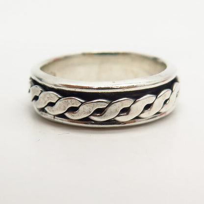 925 Sterling Silver Braiding Design Rotating Men's Band Ring Size 13