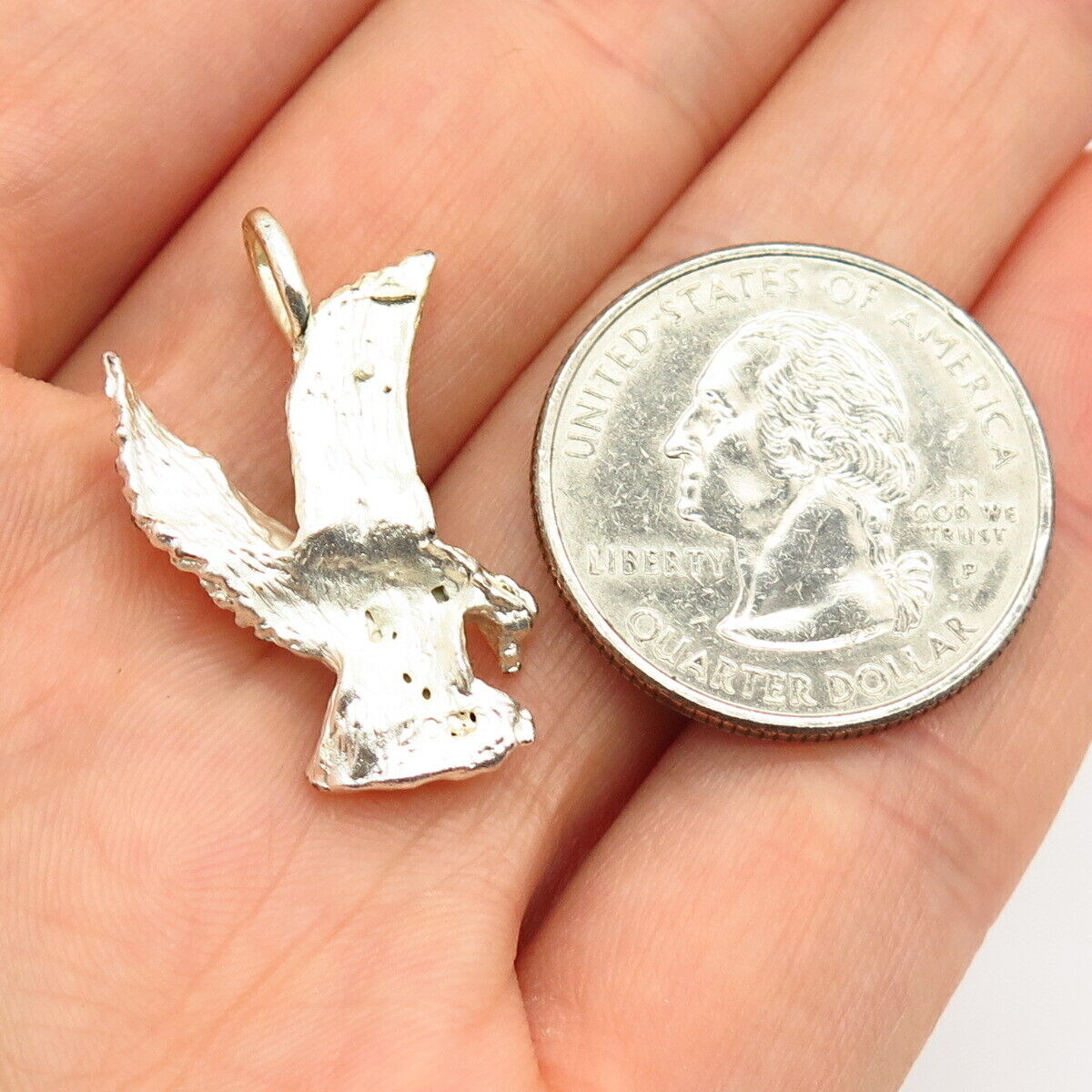 925 Sterling Silver Hunting Eagle Design Slide Pendant