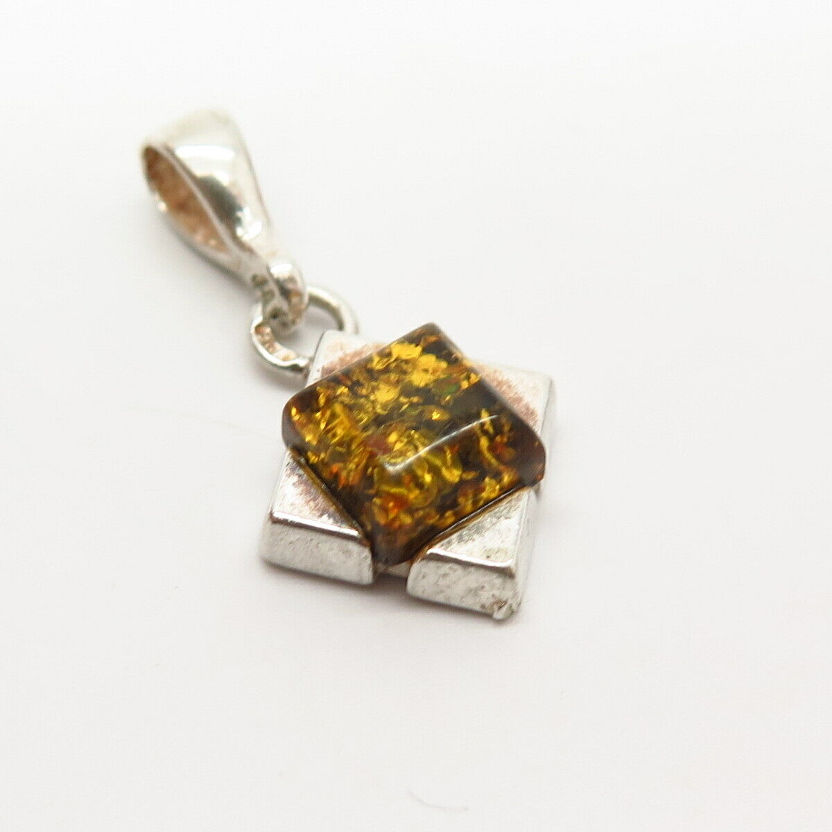 925 Sterling Silver Real Amber Pendant