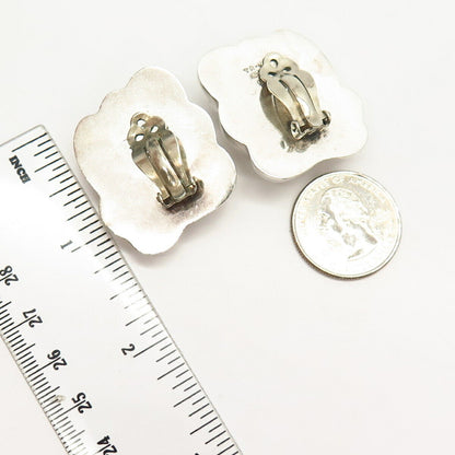 925 Sterling Silver Vintage Mexico Shell Design Clip On Earrings