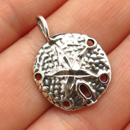 925 Sterling Silver Sand Dollar Round Pendant