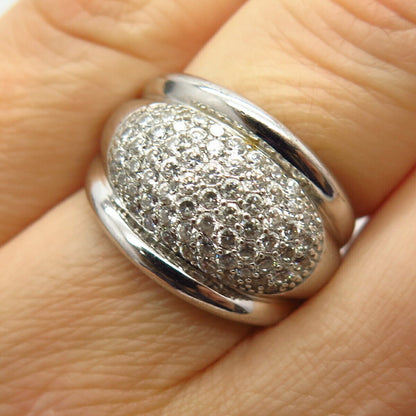 925 Sterling Silver C Z Domed Ring Size 6