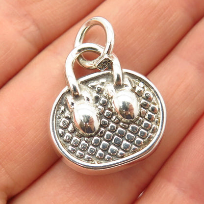 950 Silver Vintage Purse Design Charm Pendant