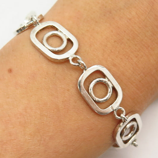 925 Sterling Silver Modernist Design Link Bracelet 7.5"