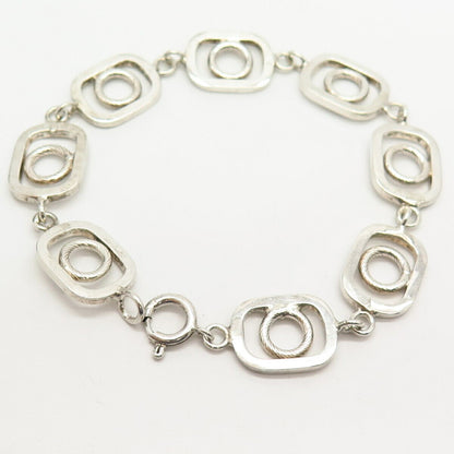 925 Sterling Silver Modernist Design Link Bracelet 7.5"