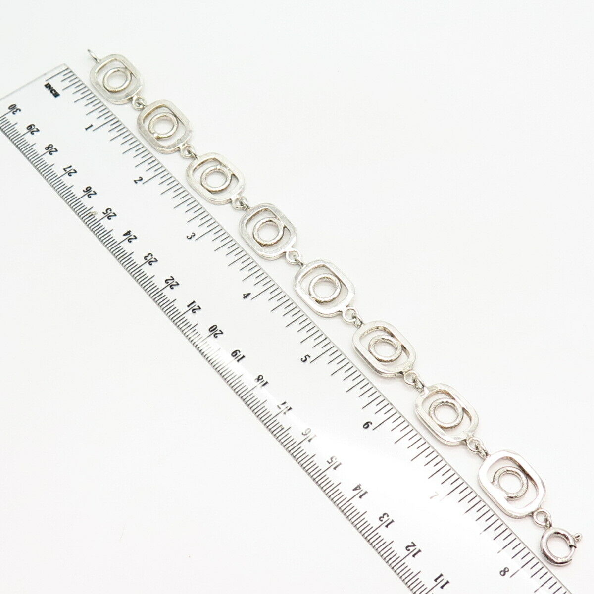 925 Sterling Silver Modernist Design Link Bracelet 7.5"