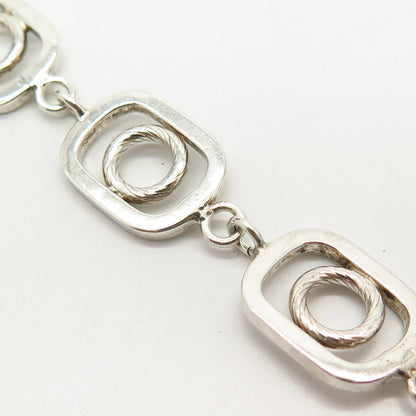 925 Sterling Silver Modernist Design Link Bracelet 7.5"