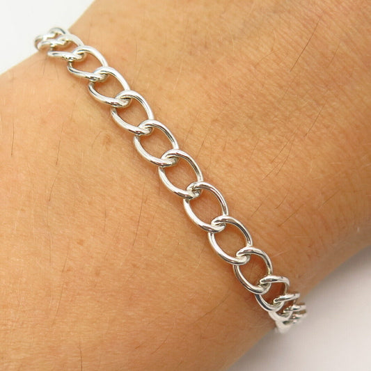 925 Sterling Silver Cable Link Bracelet 7.5"