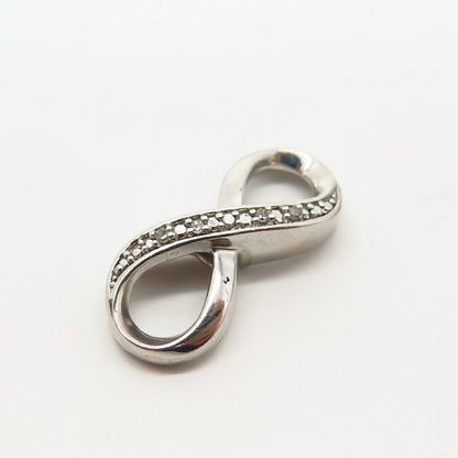 925 Sterling Silver Real Diamond Infinity Design Slide Pendant