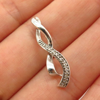 925 Sterling Silver Real Diamond Infinity Design Slide Pendant