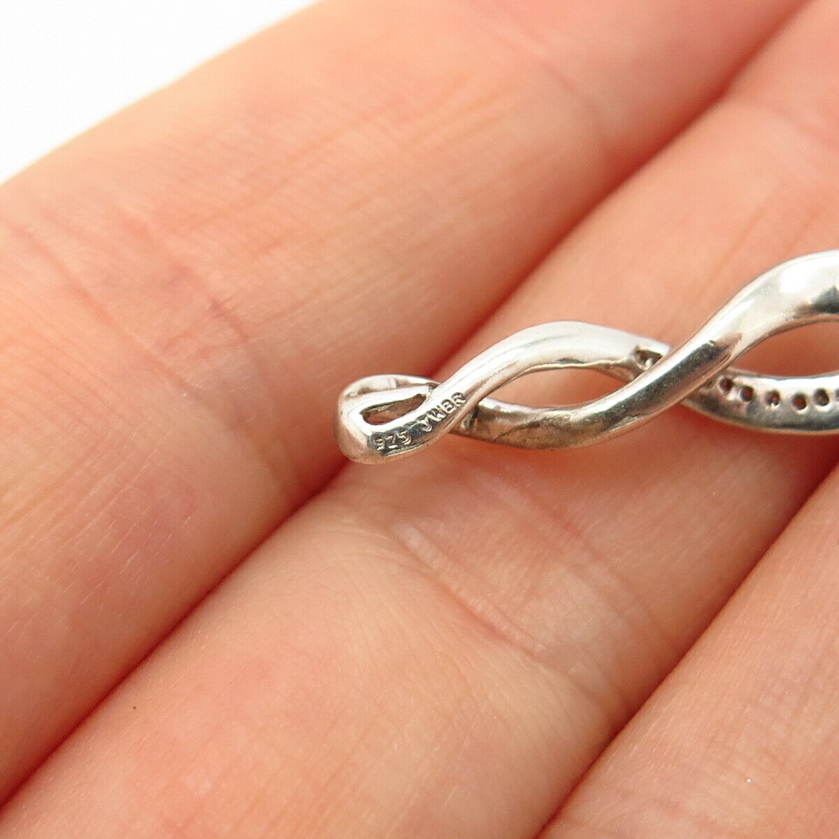 925 Sterling Silver Real Diamond Infinity Design Slide Pendant