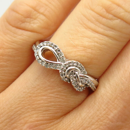 925 Sterling Silver Real Diamond Knot Design Ring Size 7